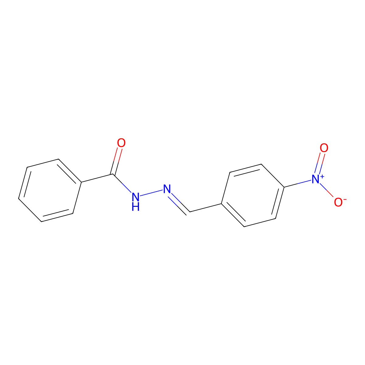 4-Nitrobenzaldehyde benzoylhydrazone molecular structure, CAS 28123-77-5