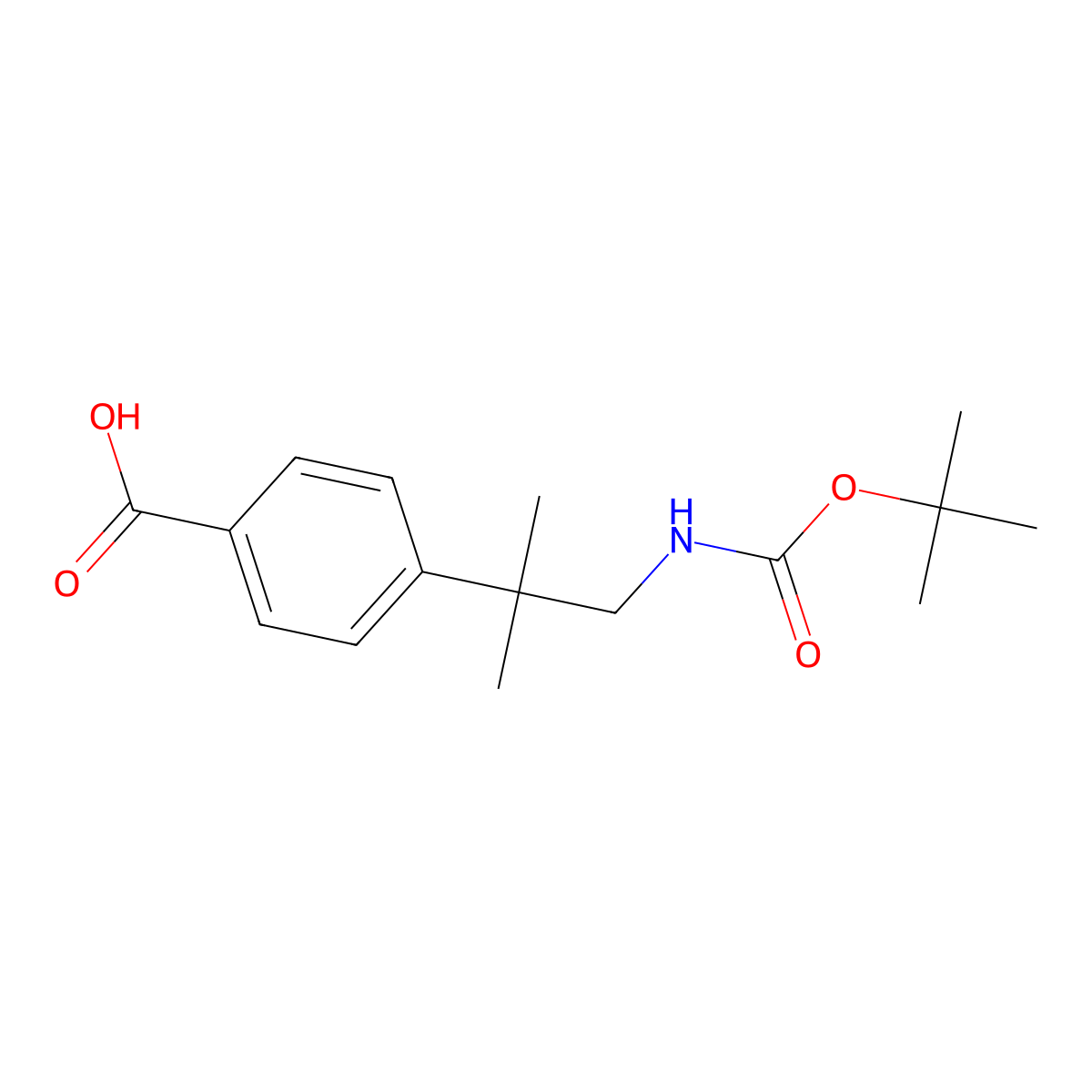 4-(1-{[(Tert-butoxy)carbonyl]amino}-2-methylpropan-2-yl)benzoic acid molecular structure, CAS 281233-25-8