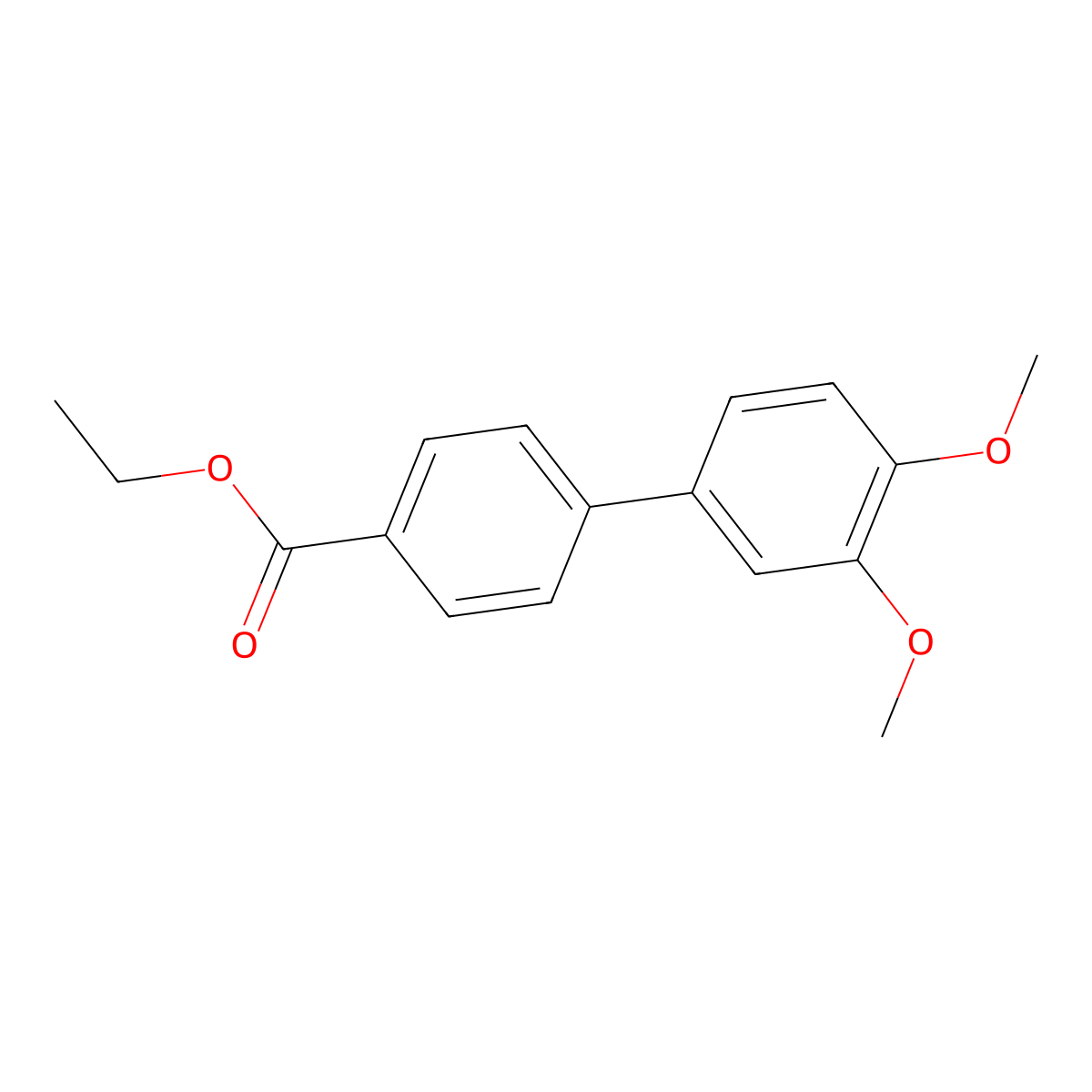 [1,1'-Biphenyl]-4-carboxylic acid, 3',4'-dimethoxy-, ethyl ester molecular structure, CAS 281233-39-4
