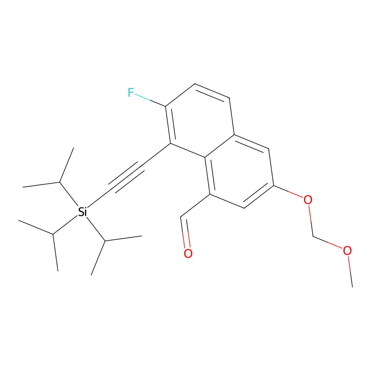 7-Fluoro-3-(methoxymethoxy)-8-((triisopropylsilyl)ethynyl)-1-naphthaldehyde molecular structure, CAS 2812580-46-2