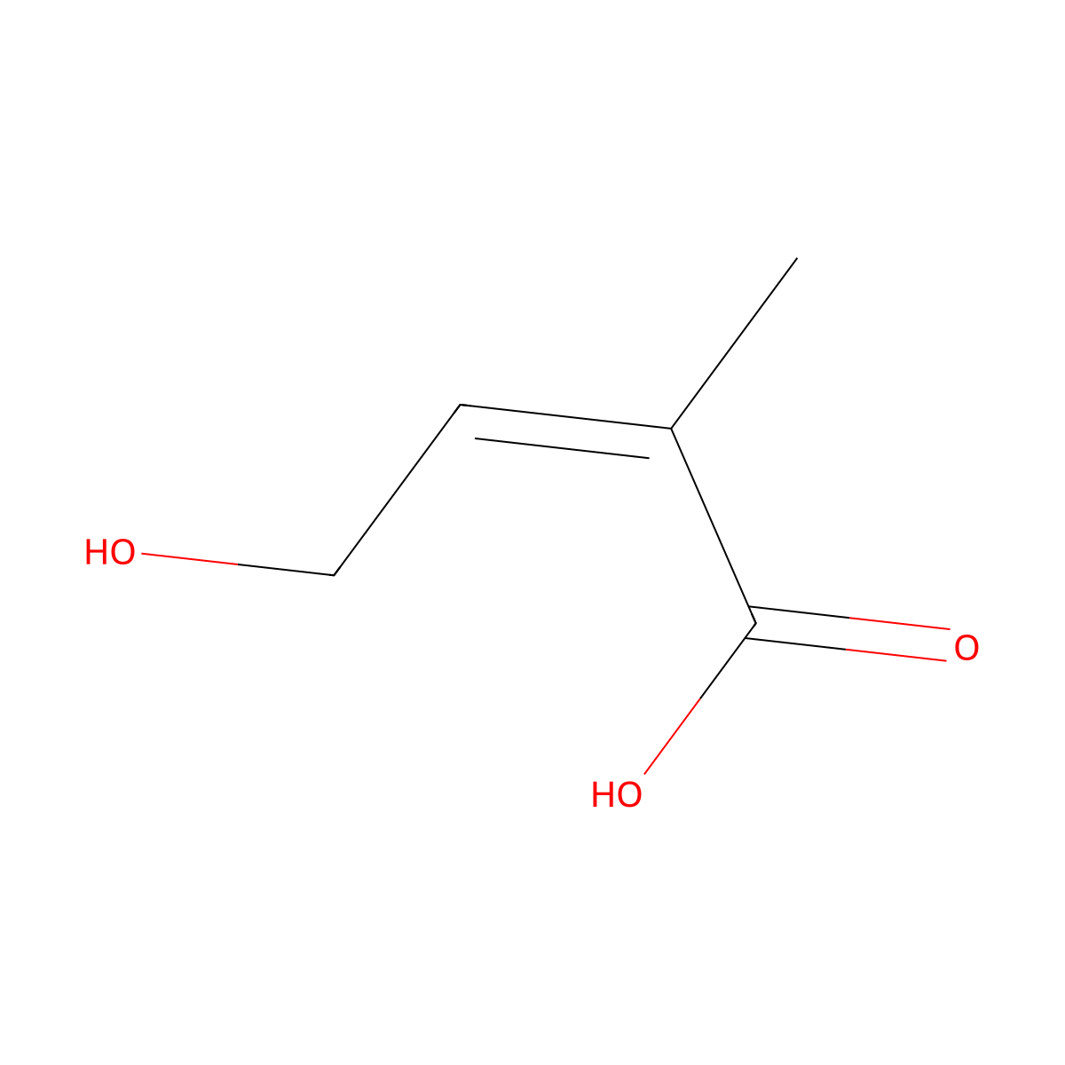 (2E)-4-hydroxy-2-methylbut-2-enoic acid molecular structure, CAS 28127-66-4