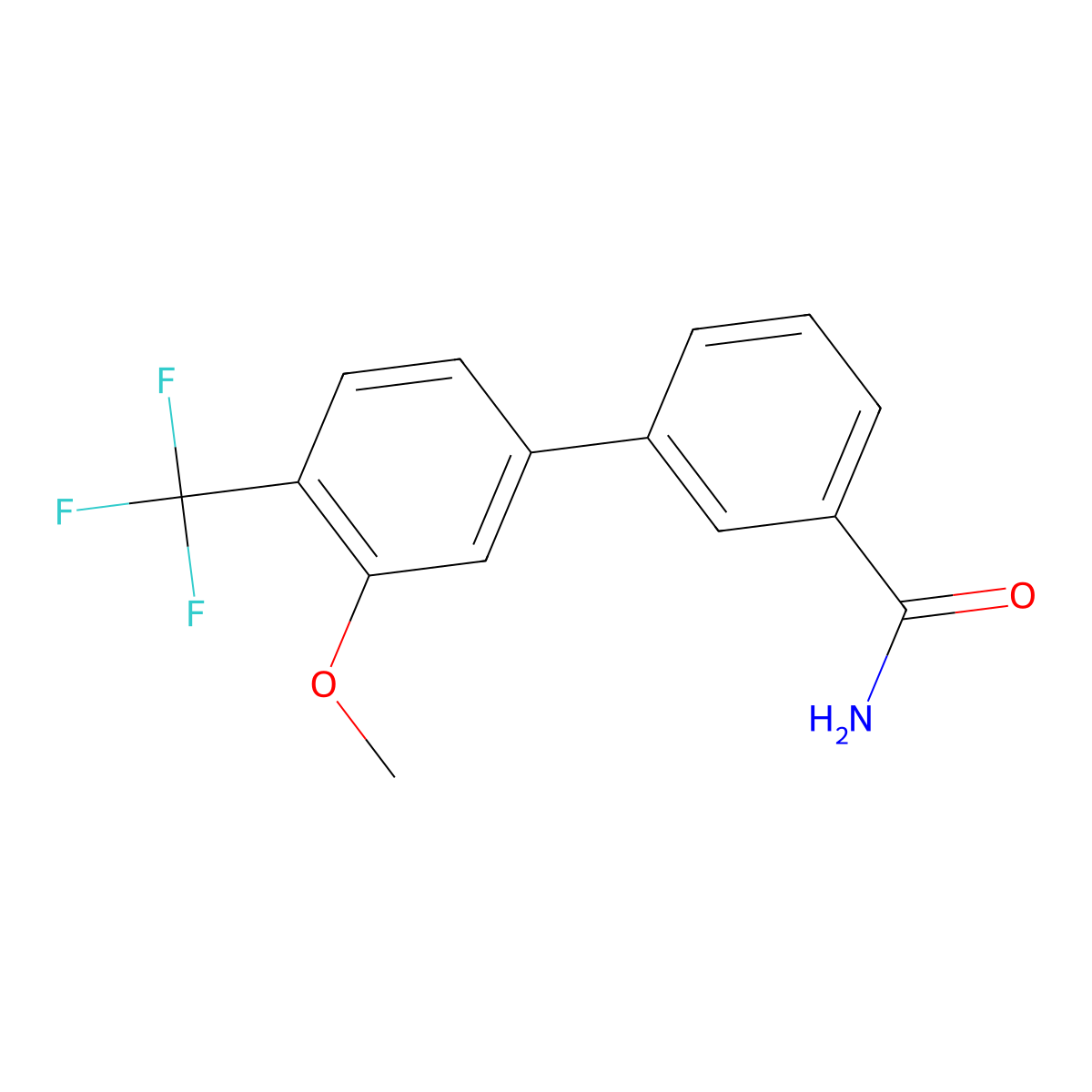 3'-Methoxy-4'-(trifluoromethyl)[1,1'-biphenyl]-3-carboxamide molecular structure, CAS 2813011-22-0
