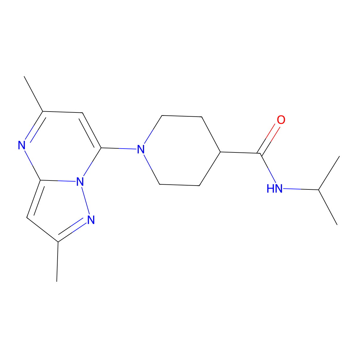 1-{2,5-dimethylpyrazolo[1,5-a]pyrimidin-7-yl}-N-(propan-2-yl)piperidine-4-carboxamide molecular structure, CAS 2813116-12-8