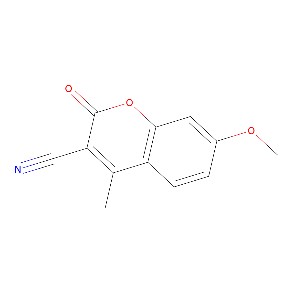 7-methoxy-4-methyl-2-oxo-2H-chromene-3-carbonitrile molecular structure, CAS 28132-19-6