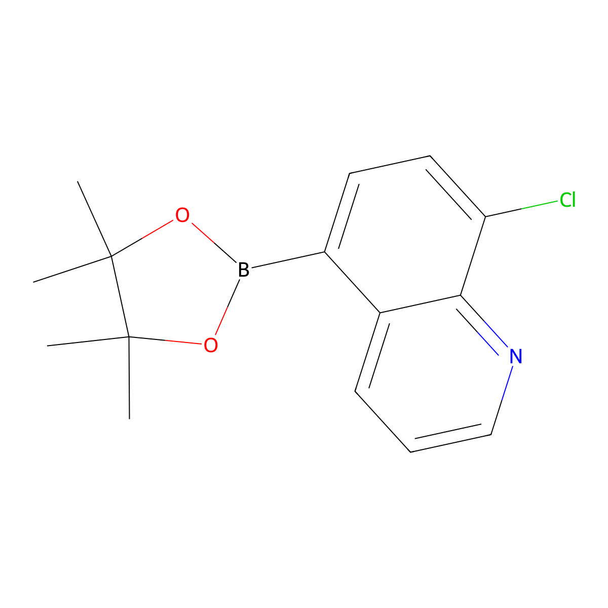 8-Chloro-5-(4,4,5,5-tetramethyl-1,3,2-dioxaborolan-2-YL)quinoline molecular structure, CAS 2813231-42-2