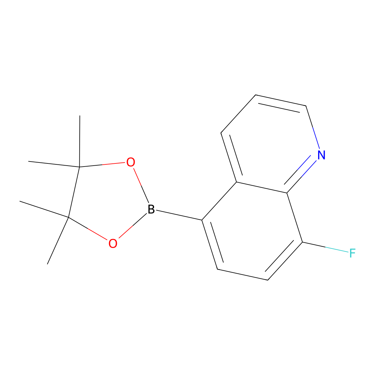 8-Fluoro-5-(4,4,5,5-tetramethyl-1,3,2-dioxaborolan-2-yl)quinoline molecular structure, CAS 2813233-26-8