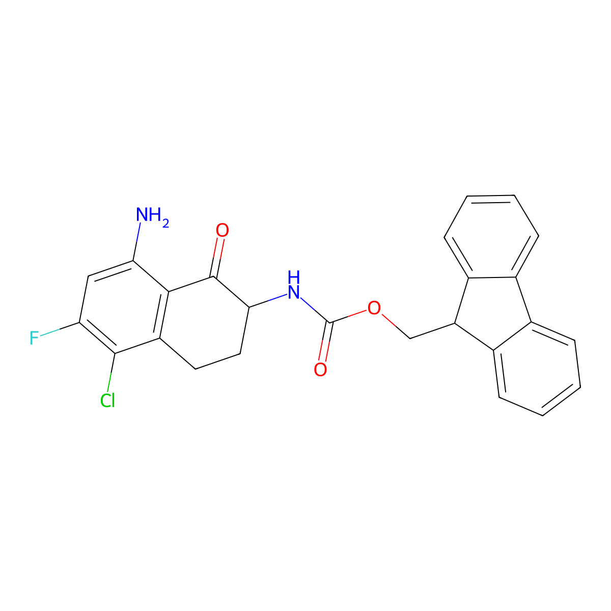 (9H-Fluoren-9-yl)methyl (8-amino-5-chloro-6-fluoro-1-oxo-1,2,3,4-tetrahydronaphthalen-2-yl)carbamate molecular structure, CAS 2813269-87-1