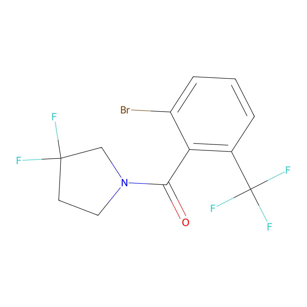 (2-Bromo-6-(trifluoromethyl)phenyl)(3,3-difluoropyrrolidin-1-yl)methanone molecular structure, CAS 2813502-91-7