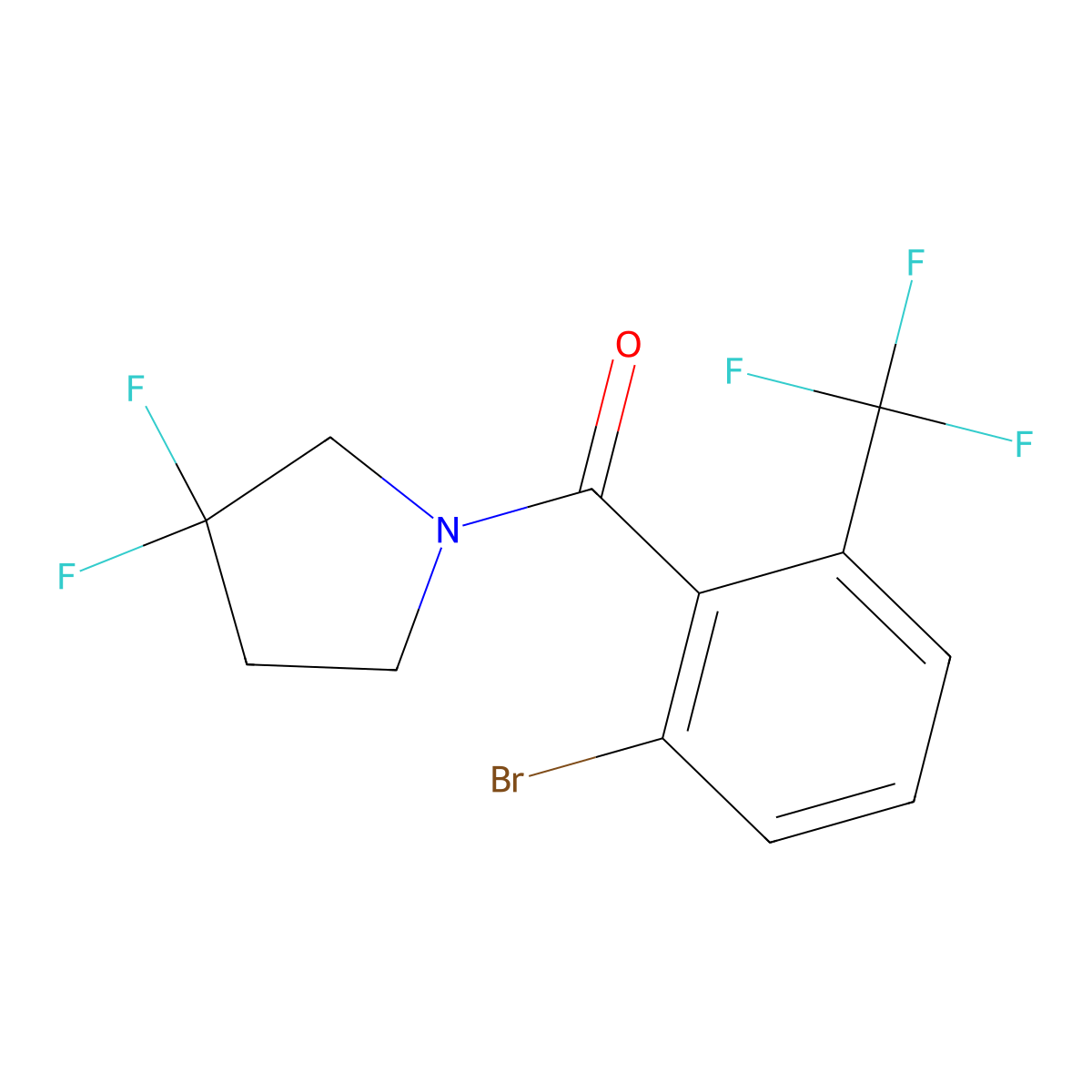 (2-Bromo-6-(trifluoromethyl)phenyl)(3,3-difluoropyrrolidin-1-yl)methanone molecular structure, CAS 2813502-91-7