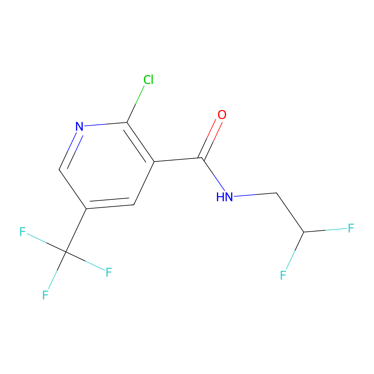 2-Chloro-N-(2,2-difluoroethyl)-5-(trifluoromethyl)nicotinamide molecular structure, CAS 2813503-88-5