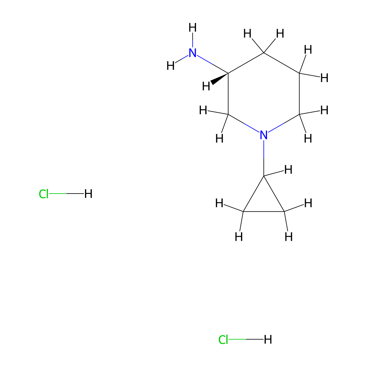 (3R)-1-cyclopropylpiperidin-3-amine;dihydrochloride molecular structure, CAS 2813579-64-3