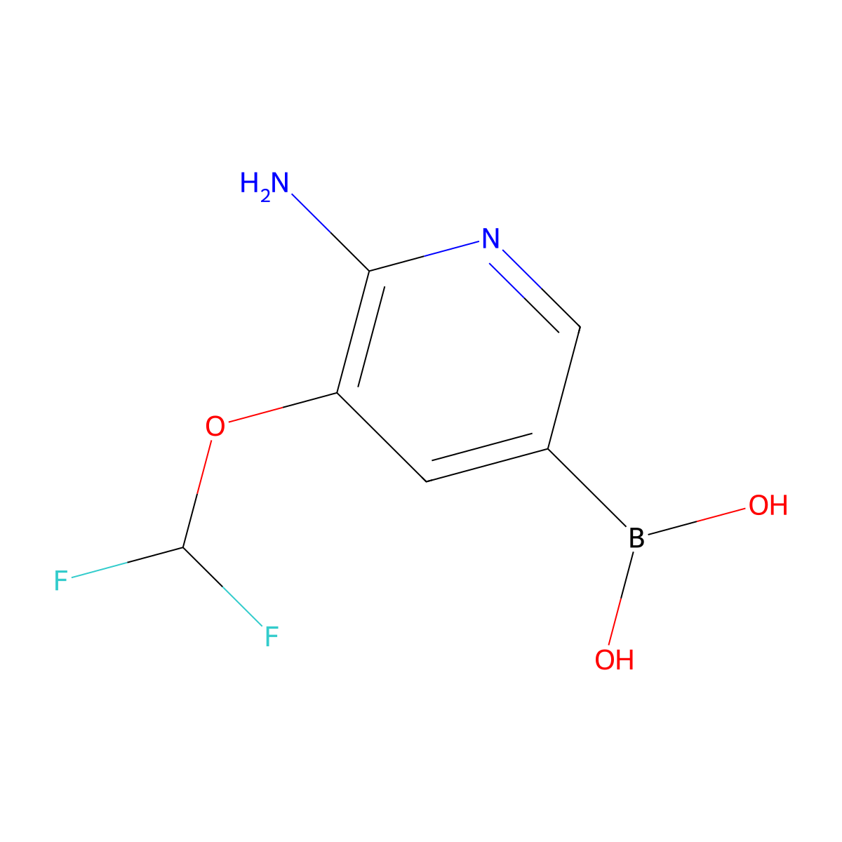[6-Amino-5-(difluoromethoxy)pyridin-3-yl]boronic acid molecular structure, CAS 2813867-70-6