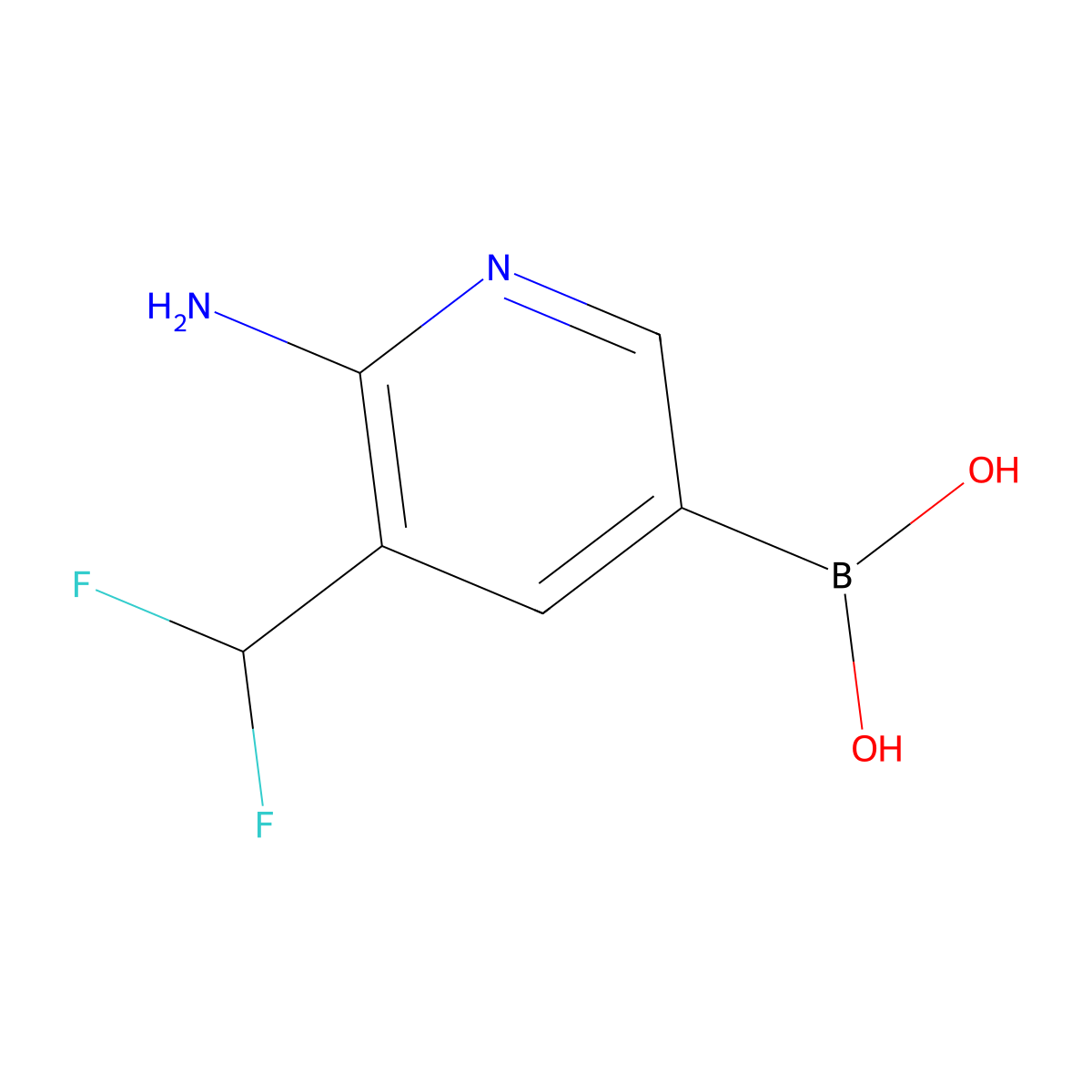 [6-Amino-5-(difluoromethyl)pyridin-3-yl]boronic acid molecular structure, CAS 2813867-87-5
