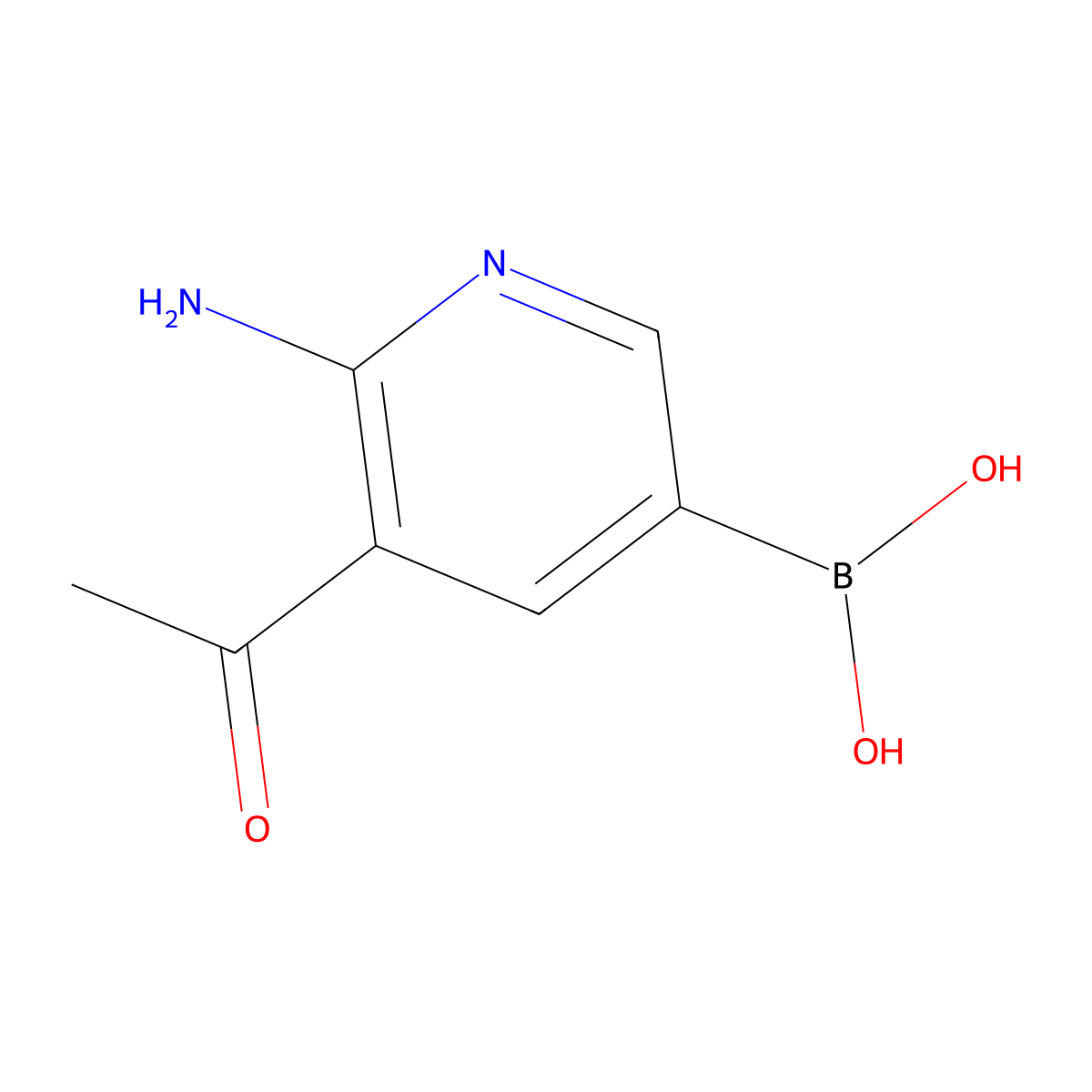 (5-Acetyl-6-aminopyridin-3-YL)boronic acid molecular structure, CAS 2813871-56-4