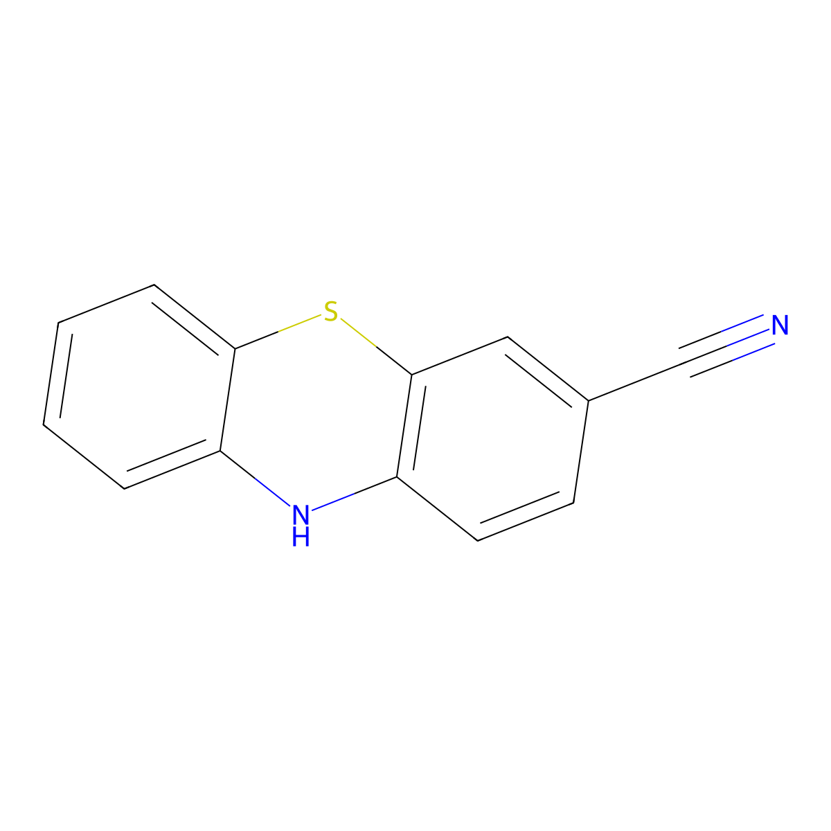 10H-Phenothiazine-3-carbonitrile molecular structure, CAS 28140-93-4