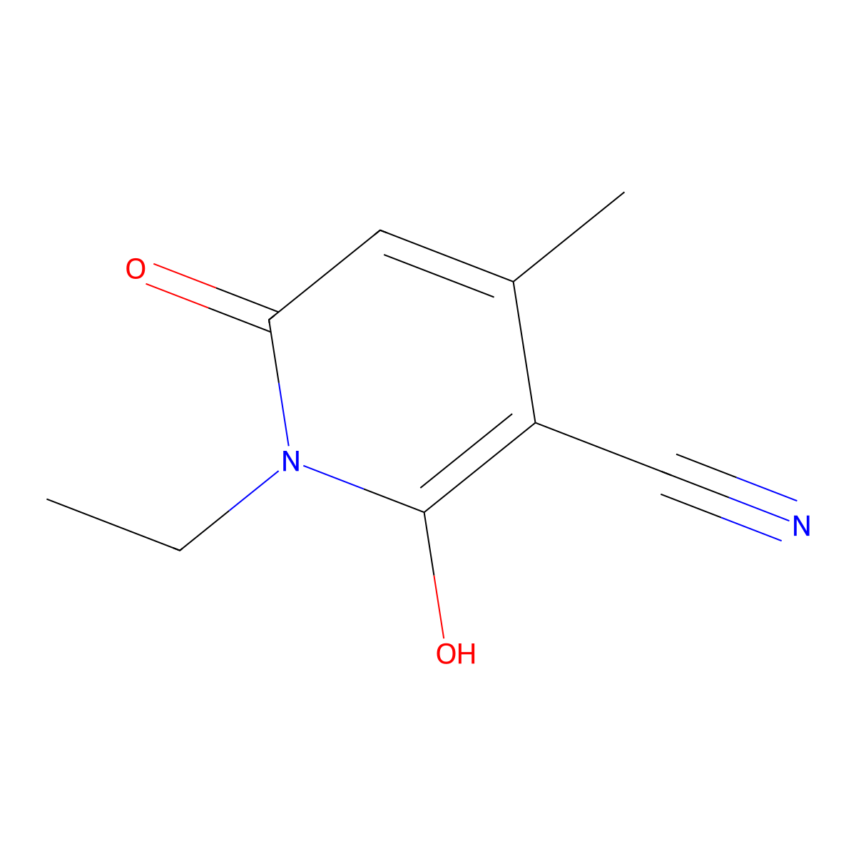 1-Ethyl-1,2-dihydro-6-hydroxy-4-methyl-2-oxo-3-pyridinecarbonitrile molecular structure, CAS 28141-13-1