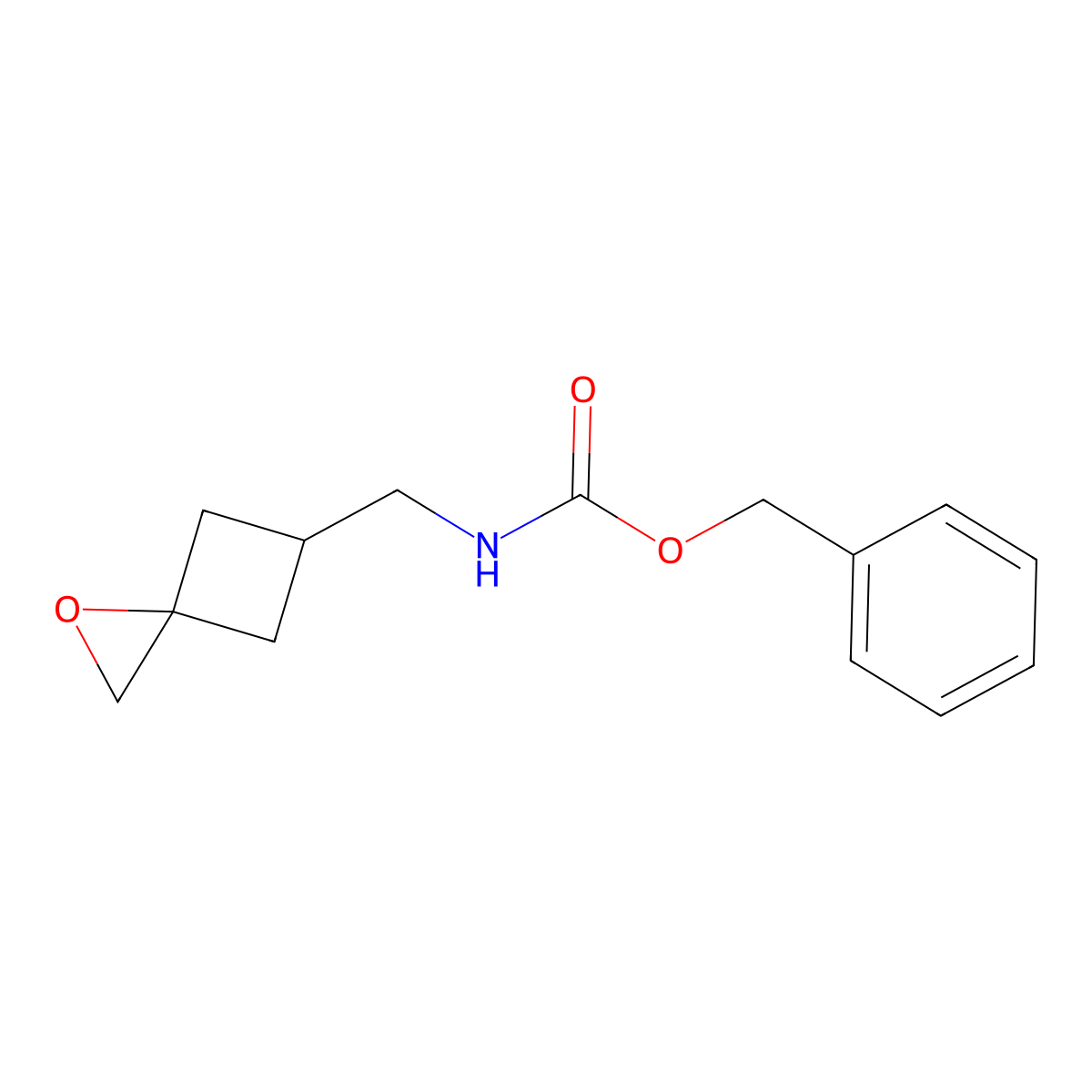 Benzyl N-(1-oxaspiro[2.3]hexan-5-ylmethyl)carbamate molecular structure, CAS 2814153-85-8