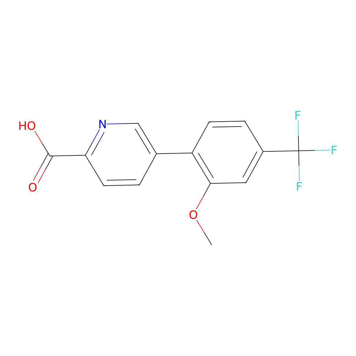 5-[2-Methoxy-4-(trifluoromethyl)phenyl]-2-pyridinecarboxylic acid molecular structure, CAS 2814214-13-4