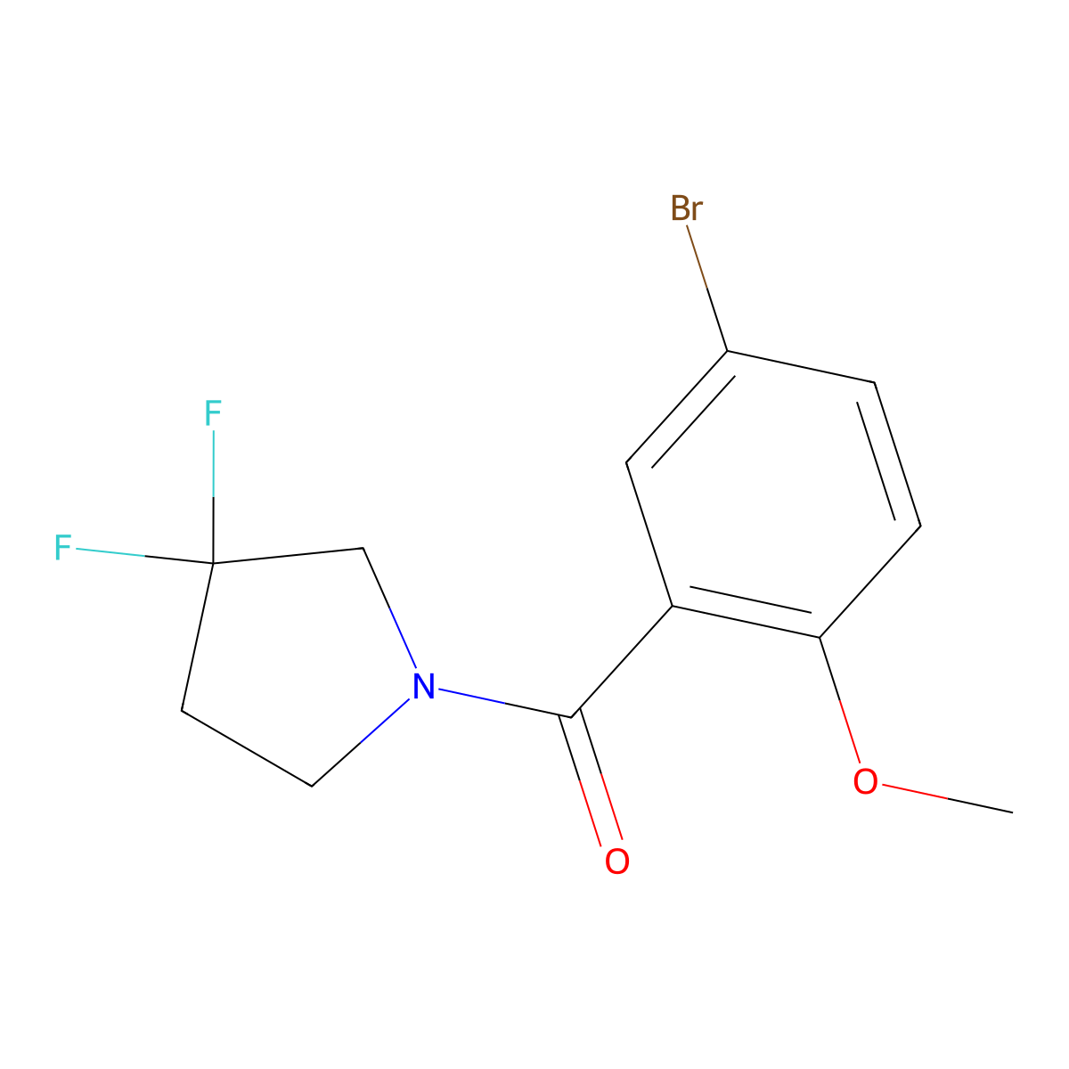 (5-Bromo-2-methoxyphenyl)(3,3-difluoropyrrolidin-1-yl)methanone molecular structure, CAS 2814329-23-0