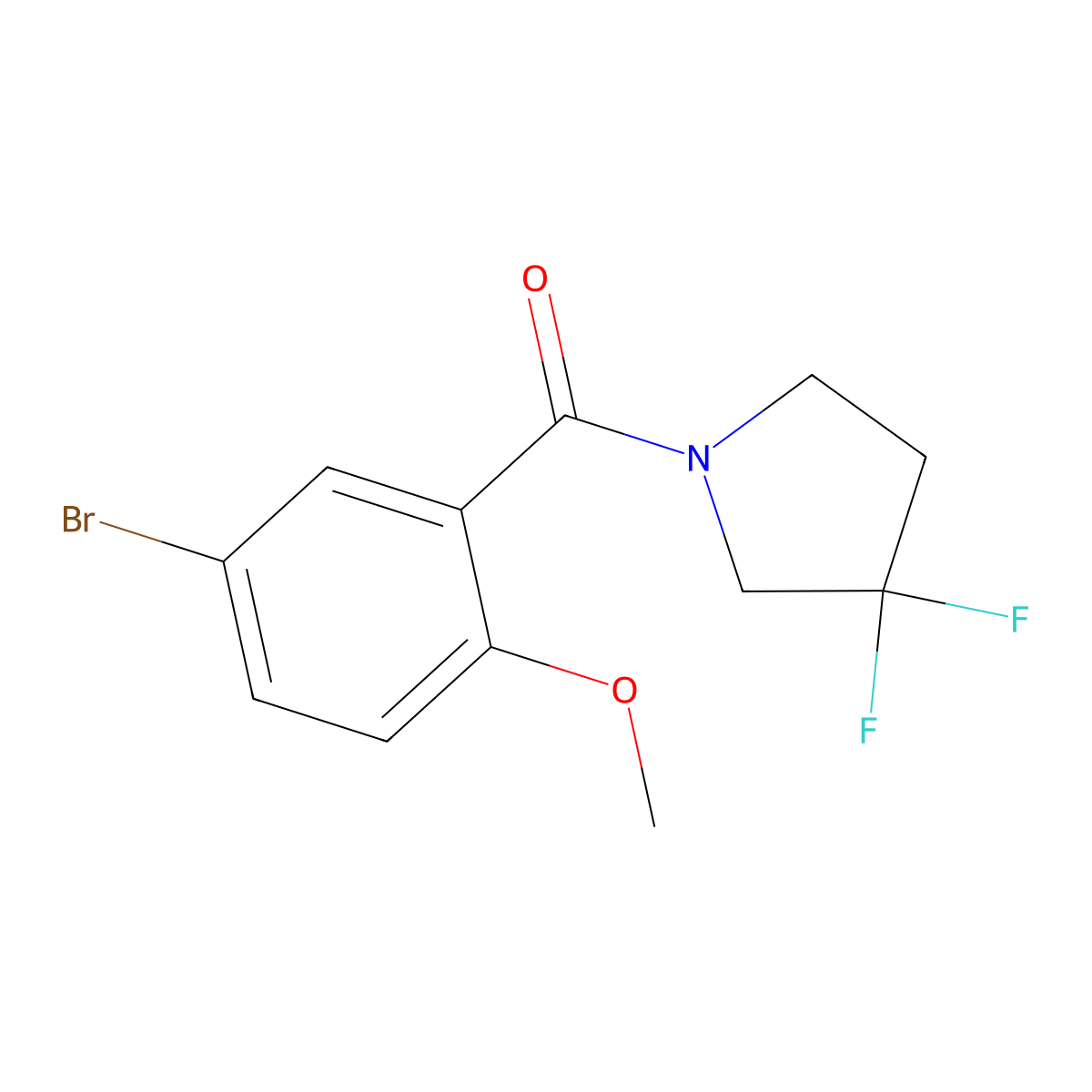 (5-Bromo-2-methoxyphenyl)(3,3-difluoropyrrolidin-1-yl)methanone molecular structure, CAS 2814329-23-0