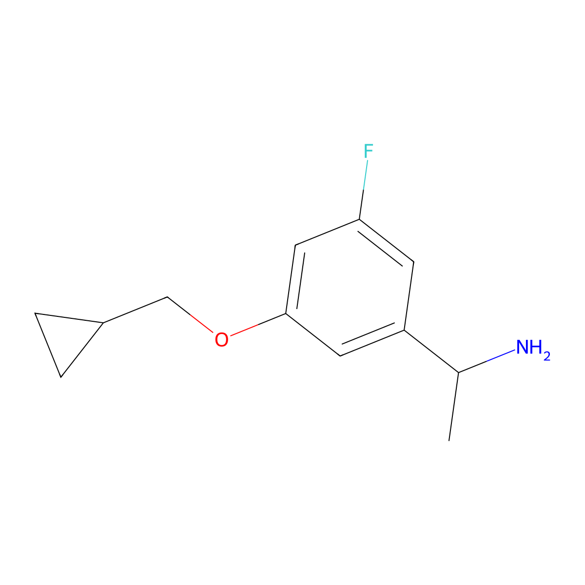 1-(3-(Cyclopropylmethoxy)-5-fluorophenyl)ethanamine molecular structure, CAS 2814331-64-9