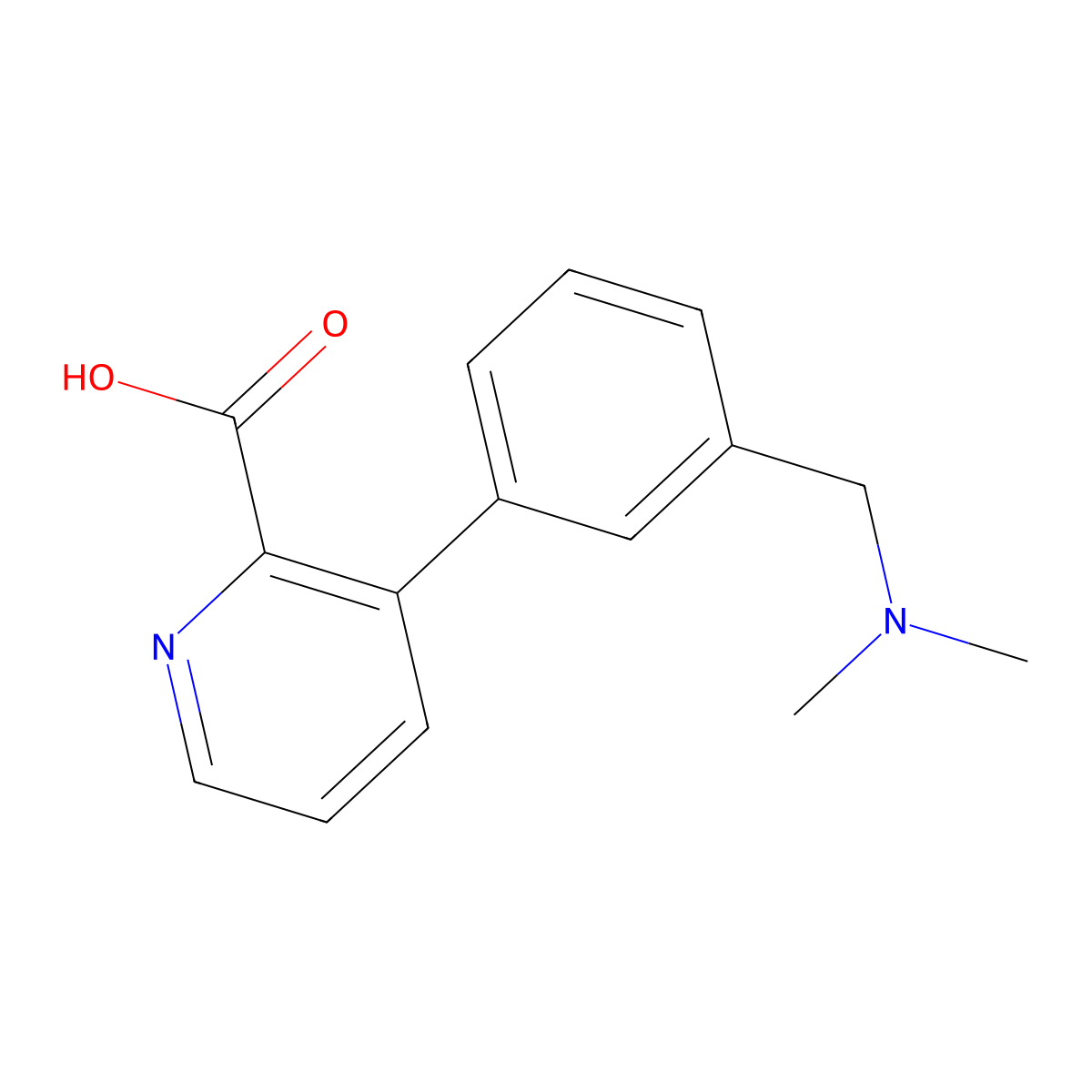 3-(3-((Dimethylamino)methyl)phenyl)picolinic acid molecular structure, CAS 2814457-57-1