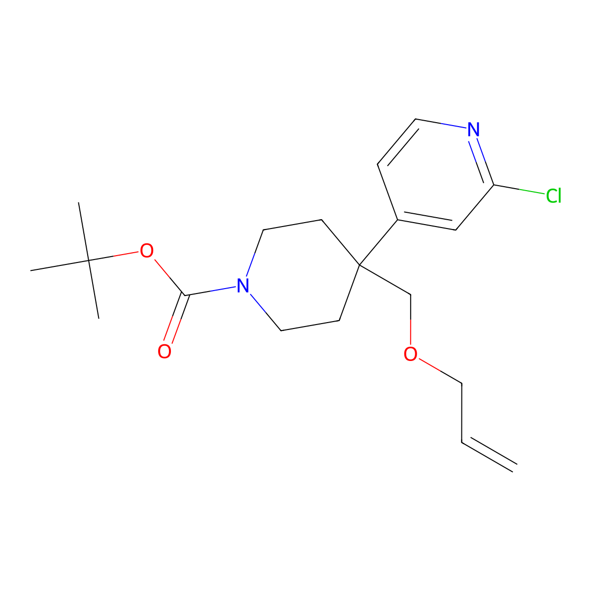 Tert-butyl 4-((allyloxy)methyl)-4-(2-chloropyridin-4-yl)piperidine-1-carboxylate molecular structure, CAS 2814457-62-8