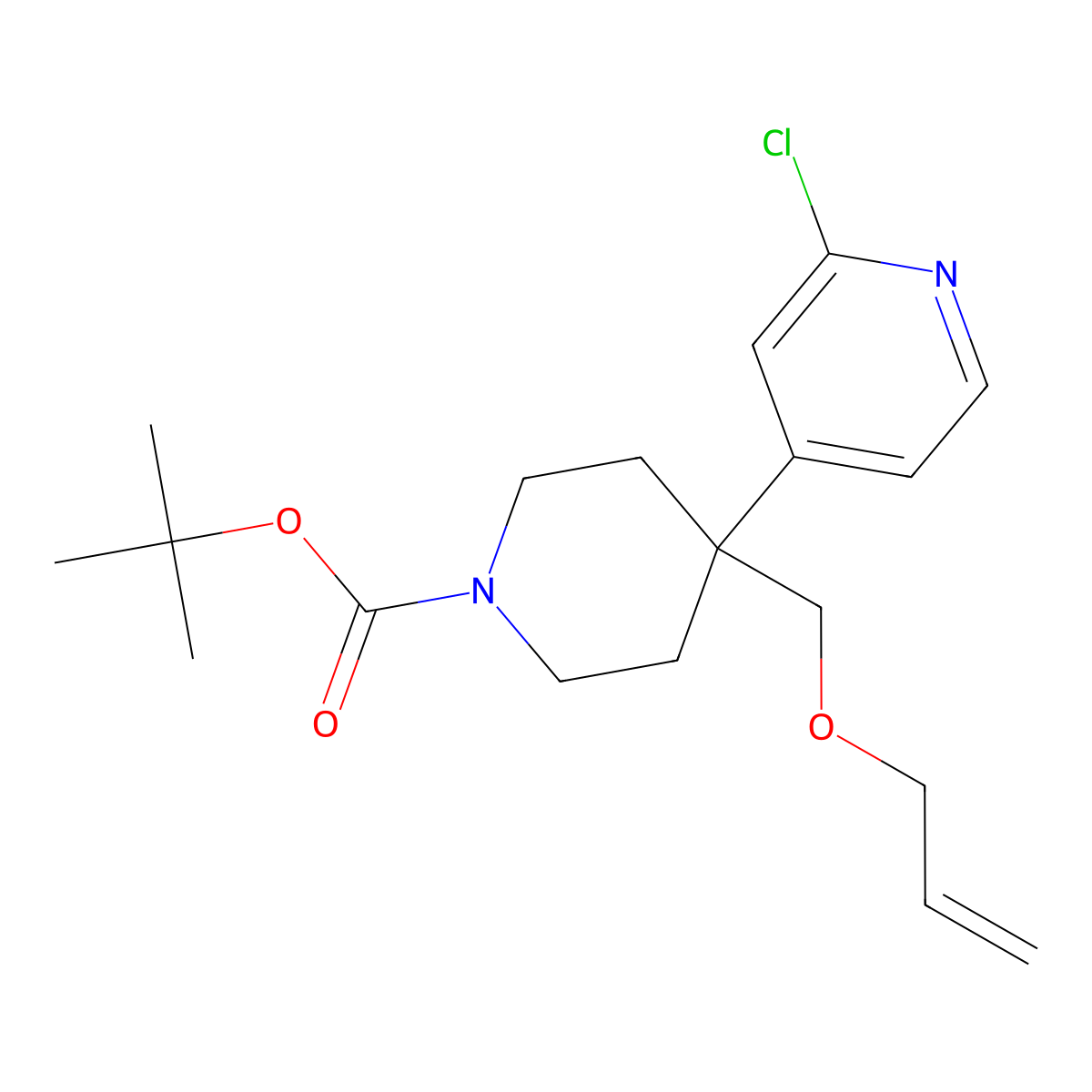 Tert-butyl 4-((allyloxy)methyl)-4-(2-chloropyridin-4-yl)piperidine-1-carboxylate molecular structure, CAS 2814457-62-8