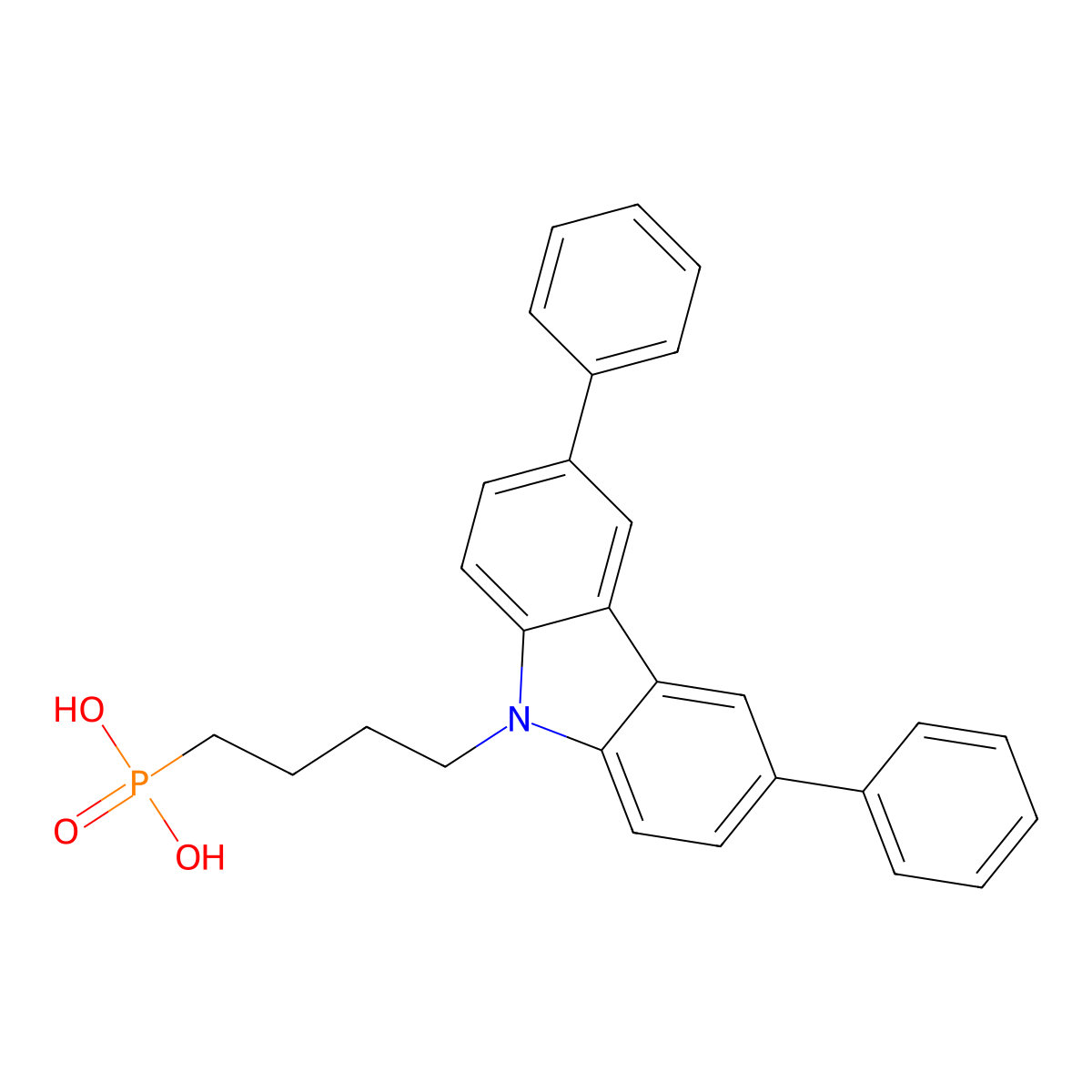 (4-(3,6-Diphenyl-9H-carbazol-9-yl)butyl)phosphonic acid molecular structure, CAS 2814500-04-2