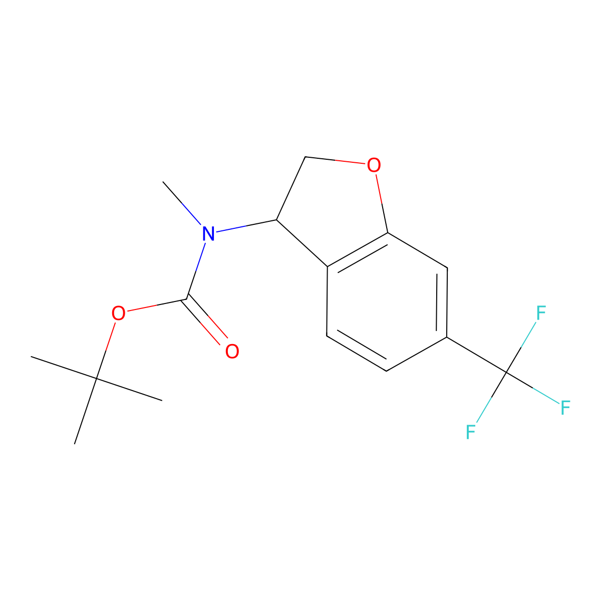 Tert-butyl N-methyl-N-[6-(trifluoromethyl)-2,3-dihydrobenzofuran-3-YL]carbamate molecular structure, CAS 2814522-12-6