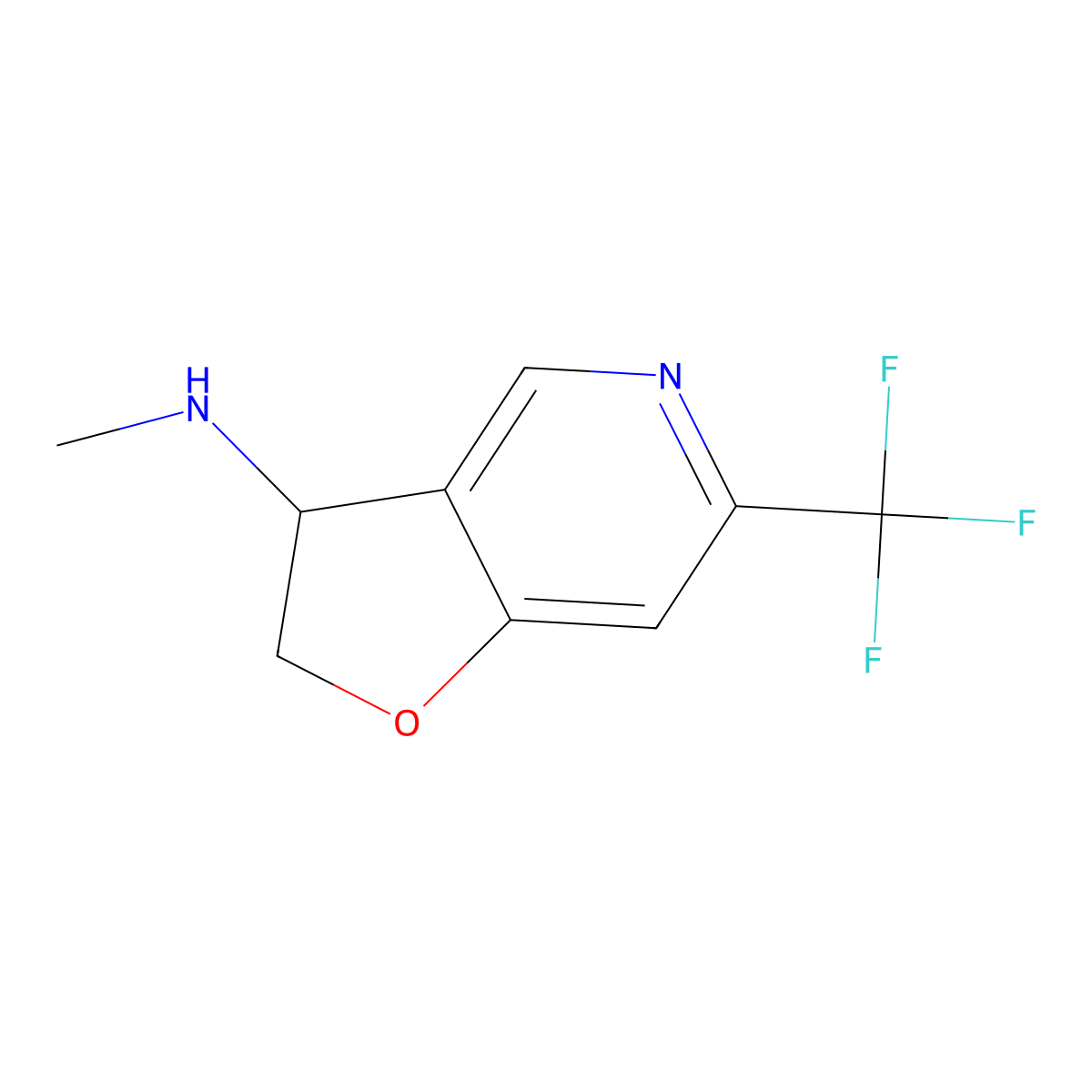 N-Methyl-6-(trifluoromethyl)-2,3-dihydrofuro[3,2-C]pyridin-3-amine molecular structure, CAS 2814522-38-6
