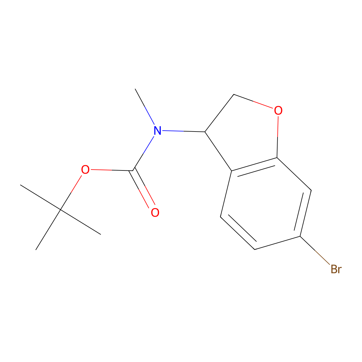 Tert-butyl N-[(3S)-6-bromo-2,3-dihydrobenzofuran-3-YL]-N-methyl-carbamate molecular structure, CAS 2814522-62-6