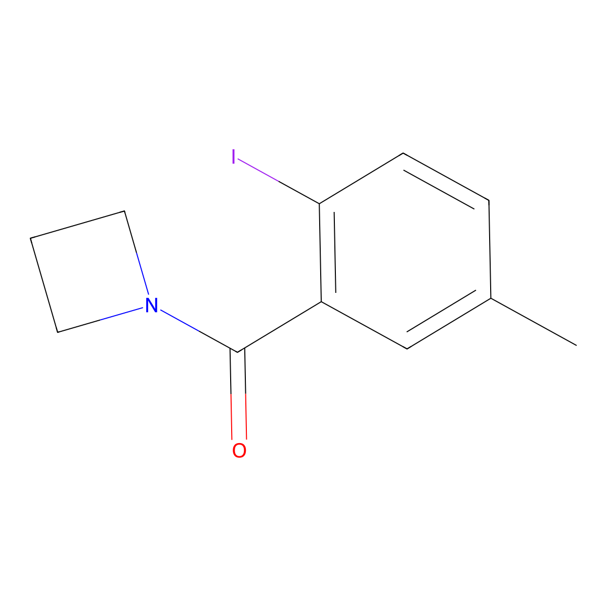 Azetidin-1-yl(2-iodo-5-methylphenyl)methanone molecular structure, CAS 2814655-75-7