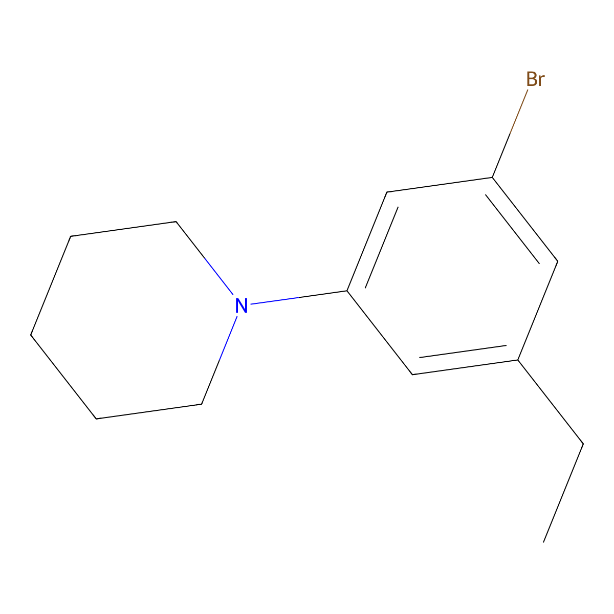 1-(3-Bromo-5-ethylphenyl)piperidine molecular structure, CAS 2814656-10-3