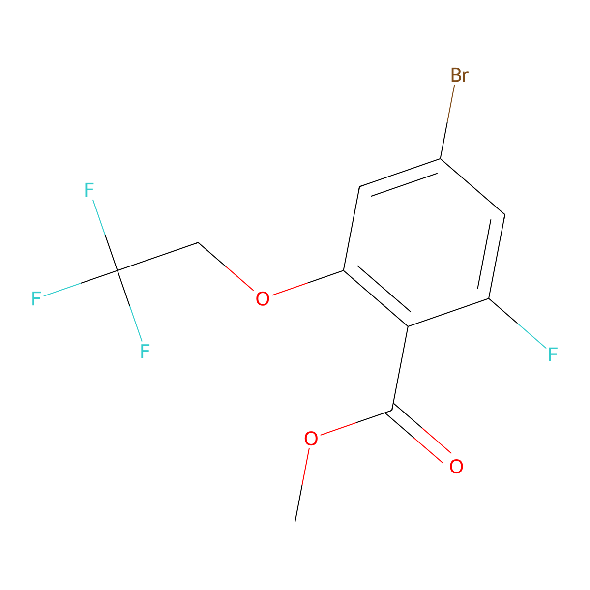 Methyl 4-bromo-2-fluoro-6-(2,2,2-trifluoroethoxy)benzoate molecular structure, CAS 2814656-67-0