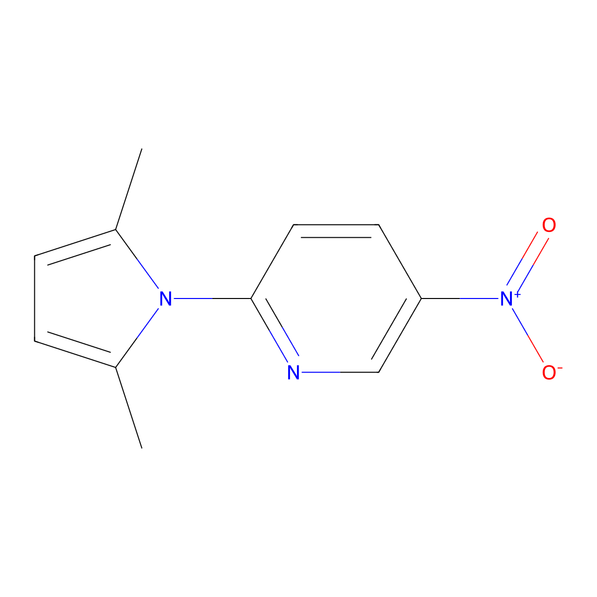 2-(2,5-dimethyl-1H-pyrrol-1-yl)-5-nitropyridine molecular structure, CAS 28148-12-1