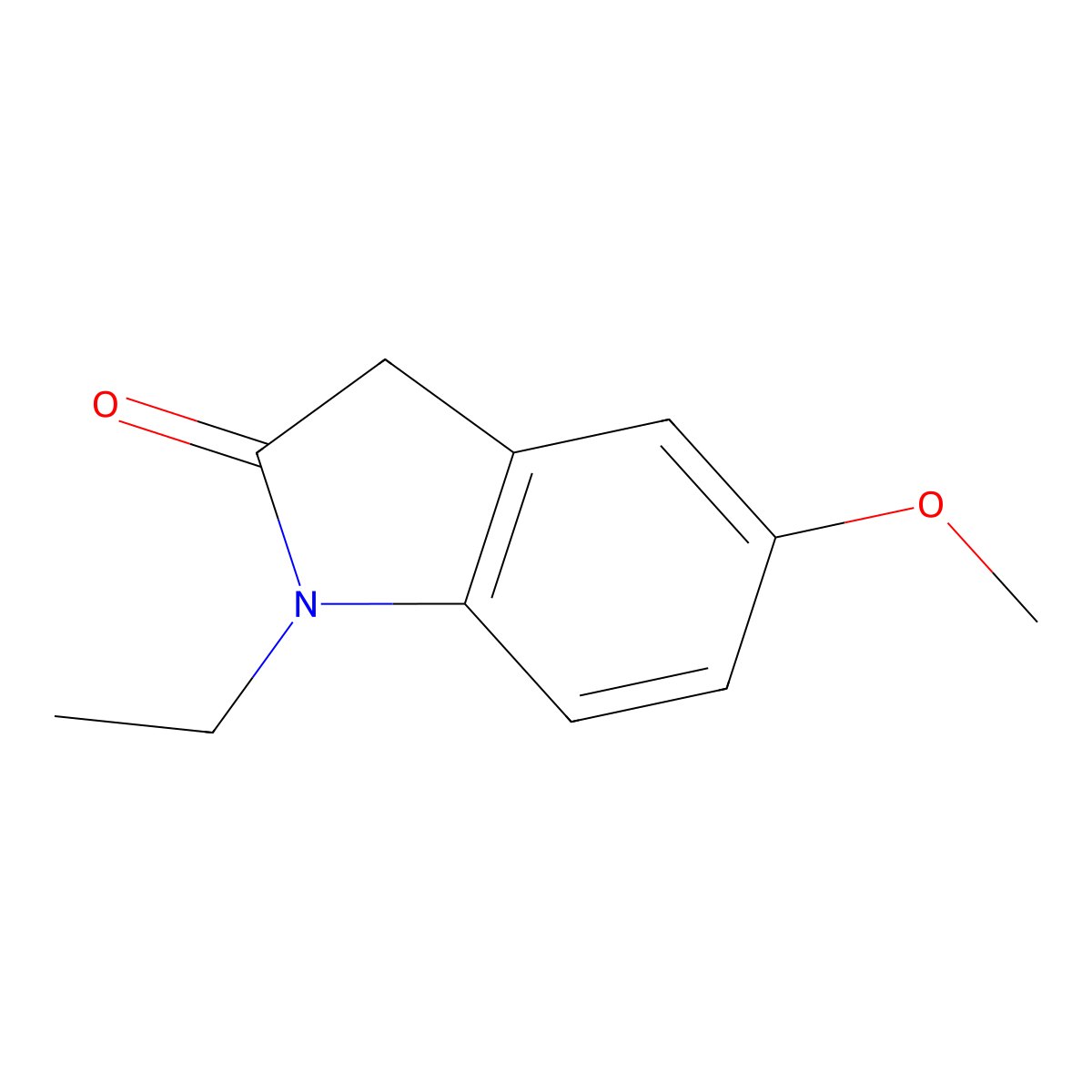 1-Ethyl-5-methoxy-1H-indole-2(3H)-one molecular structure, CAS 28148-25-6