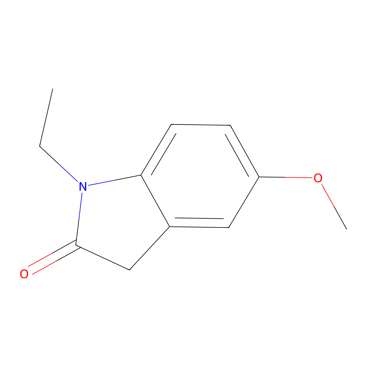 1-Ethyl-5-methoxy-1H-indole-2(3H)-one molecular structure, CAS 28148-25-6