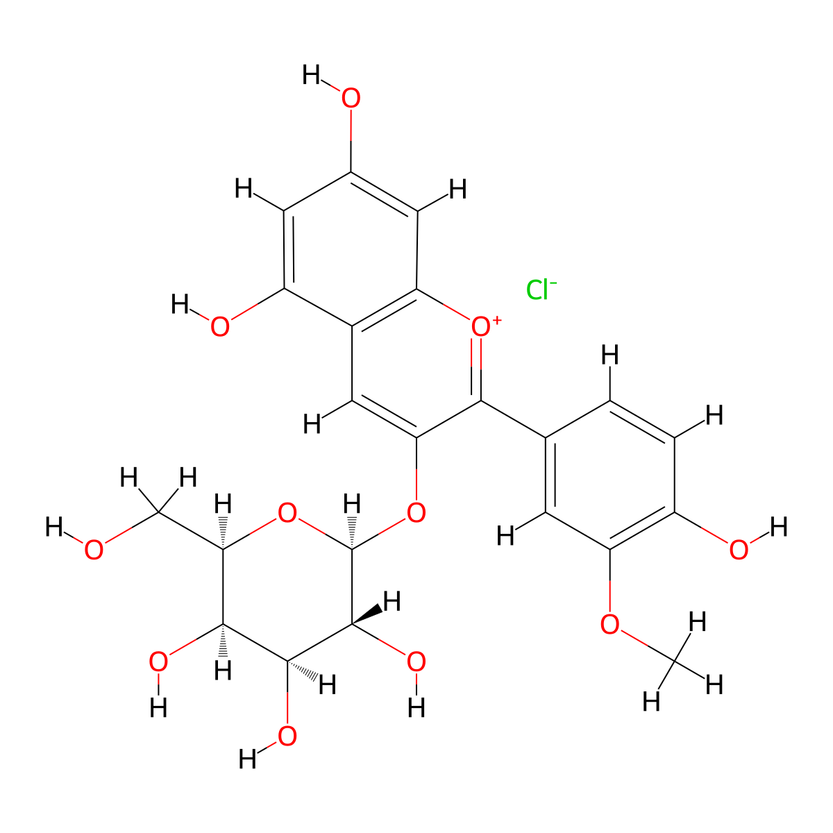 Peonidin 3-galactoside molecular structure, CAS 28148-89-2