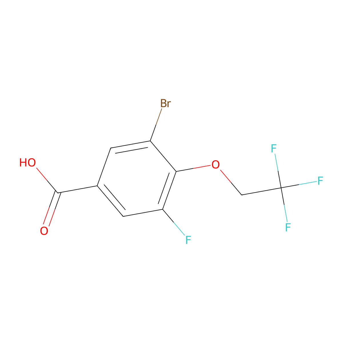 3-Bromo-5-fluoro-4-(2,2,2-trifluoroethoxy)benzoic acid molecular structure, CAS 2815076-73-2