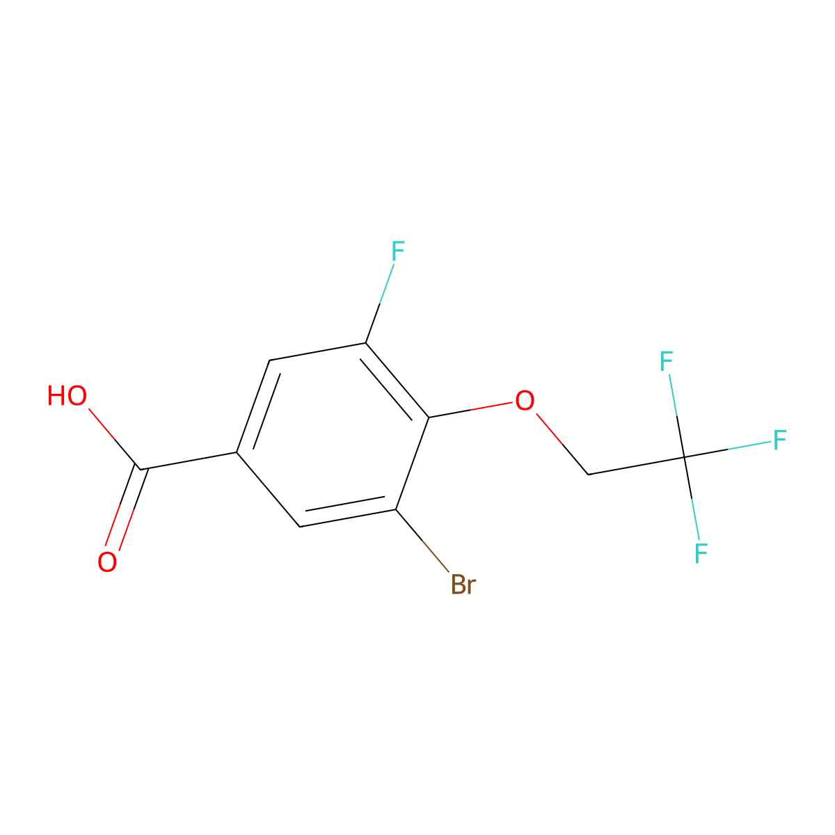 3-Bromo-5-fluoro-4-(2,2,2-trifluoroethoxy)benzoic acid molecular structure, CAS 2815076-73-2