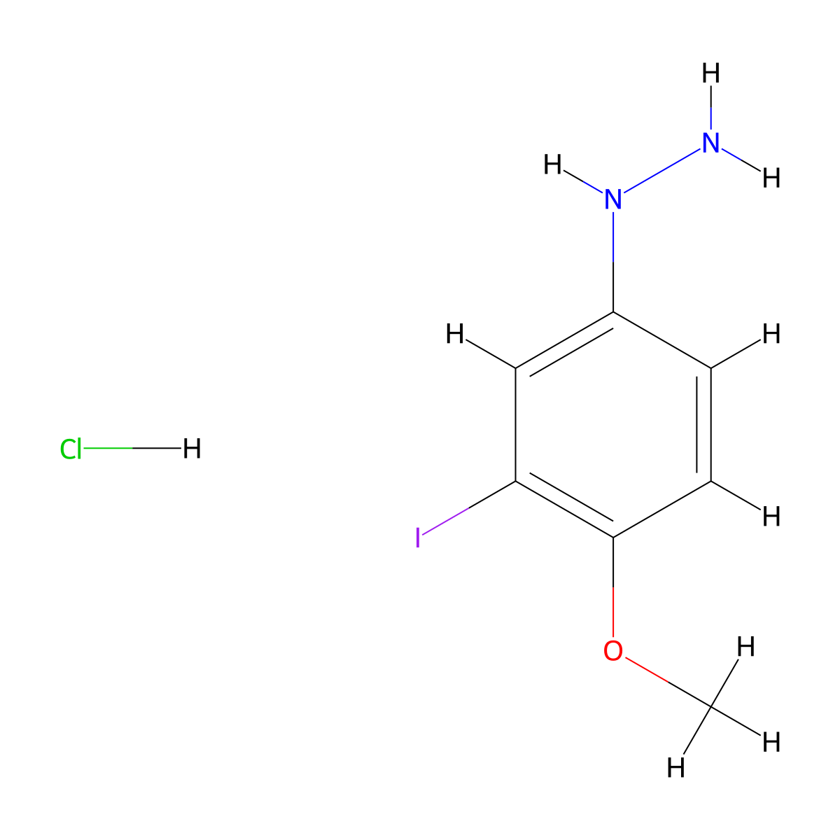 (3-Iodo-4-methoxyphenyl)hydrazine hydrochloride molecular structure, CAS 2815079-81-1