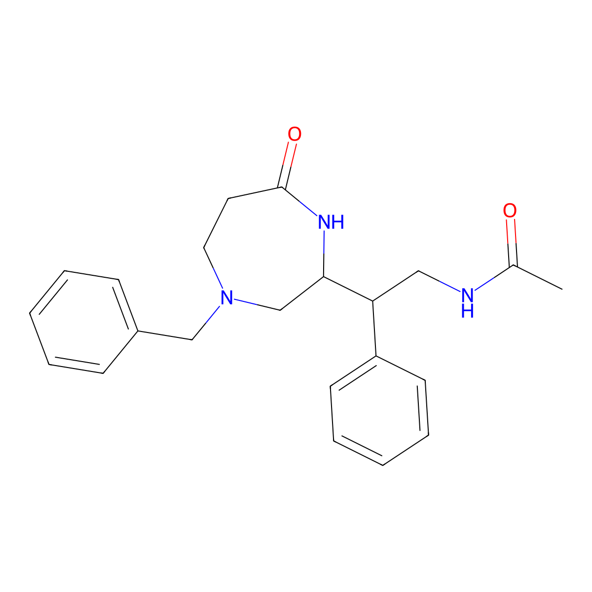 rac-N-((R)-2-((R)-4-benzyl-7-oxo-1,4-diazepan-2-yl)-2-phenylethyl)acetamide molecular structure, CAS 2815180-41-5