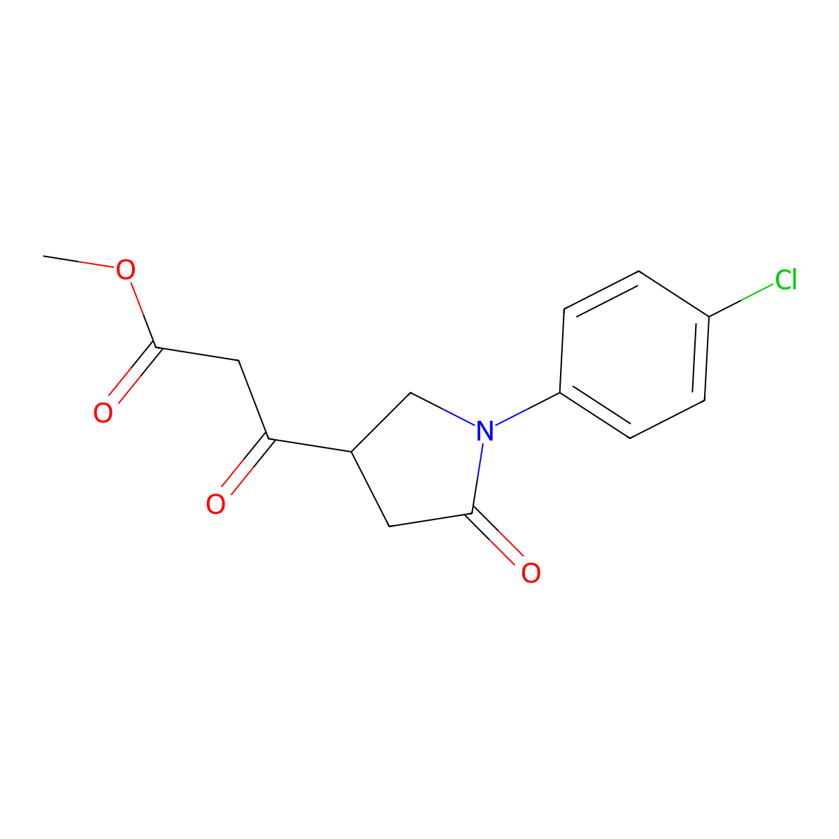 Methyl 3-(1-(4-chlorophenyl)-5-oxopyrrolidin-3-yl)-3-oxopropanoate molecular structure, CAS 2815180-55-1