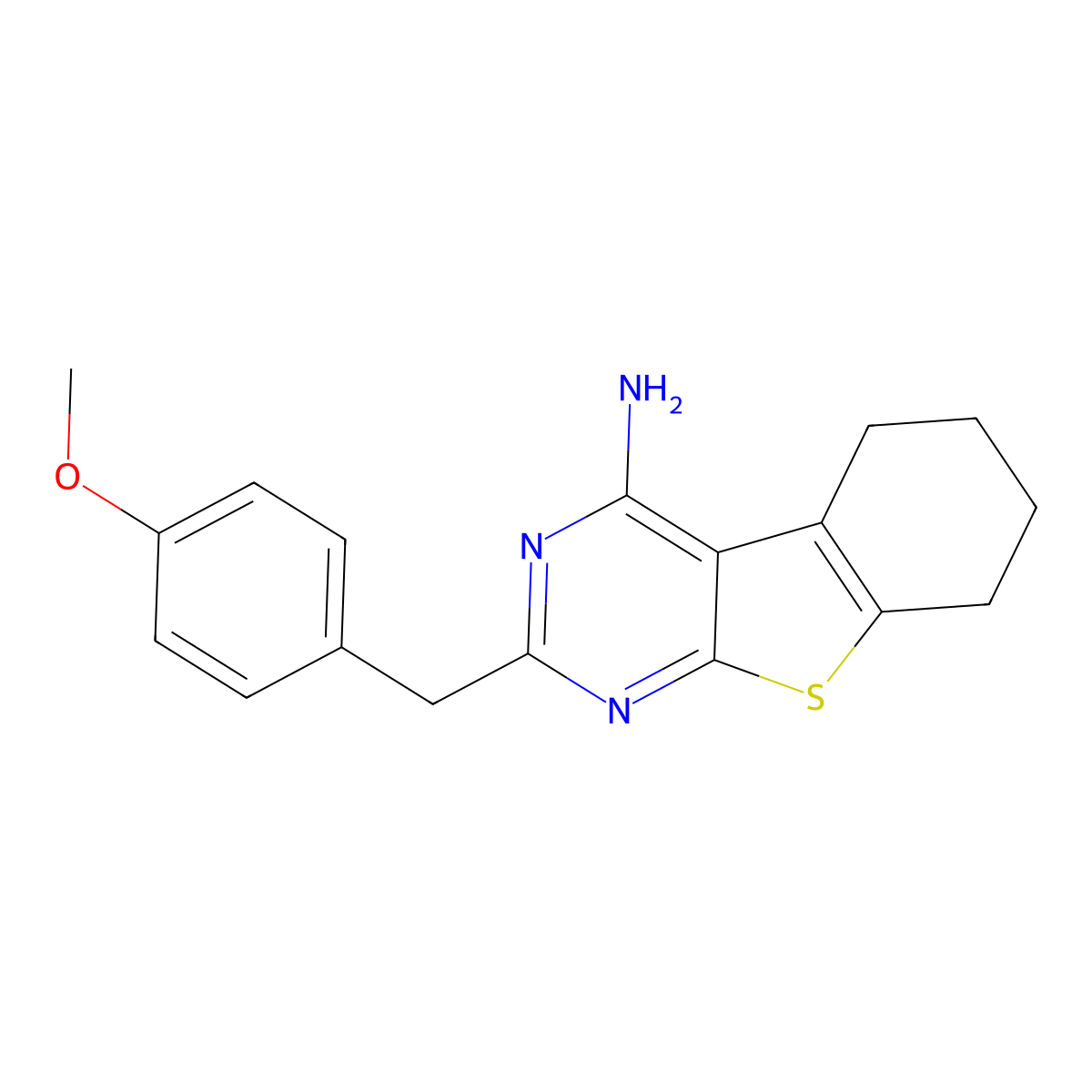 2-(4-Methoxybenzyl)-5,6,7,8-tetrahydrobenzo[4,5]thieno[2,3-d]pyrimidin-4-amine molecular structure, CAS 2815180-77-7