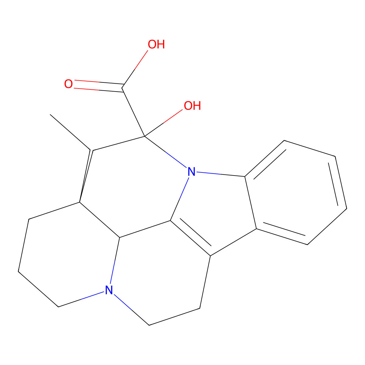 (3alpha,14beta,16alpha)-14,15-Dihydro-14-hydroxyeburnamenine-14-carboxylic acid molecular structure, CAS 28152-73-0