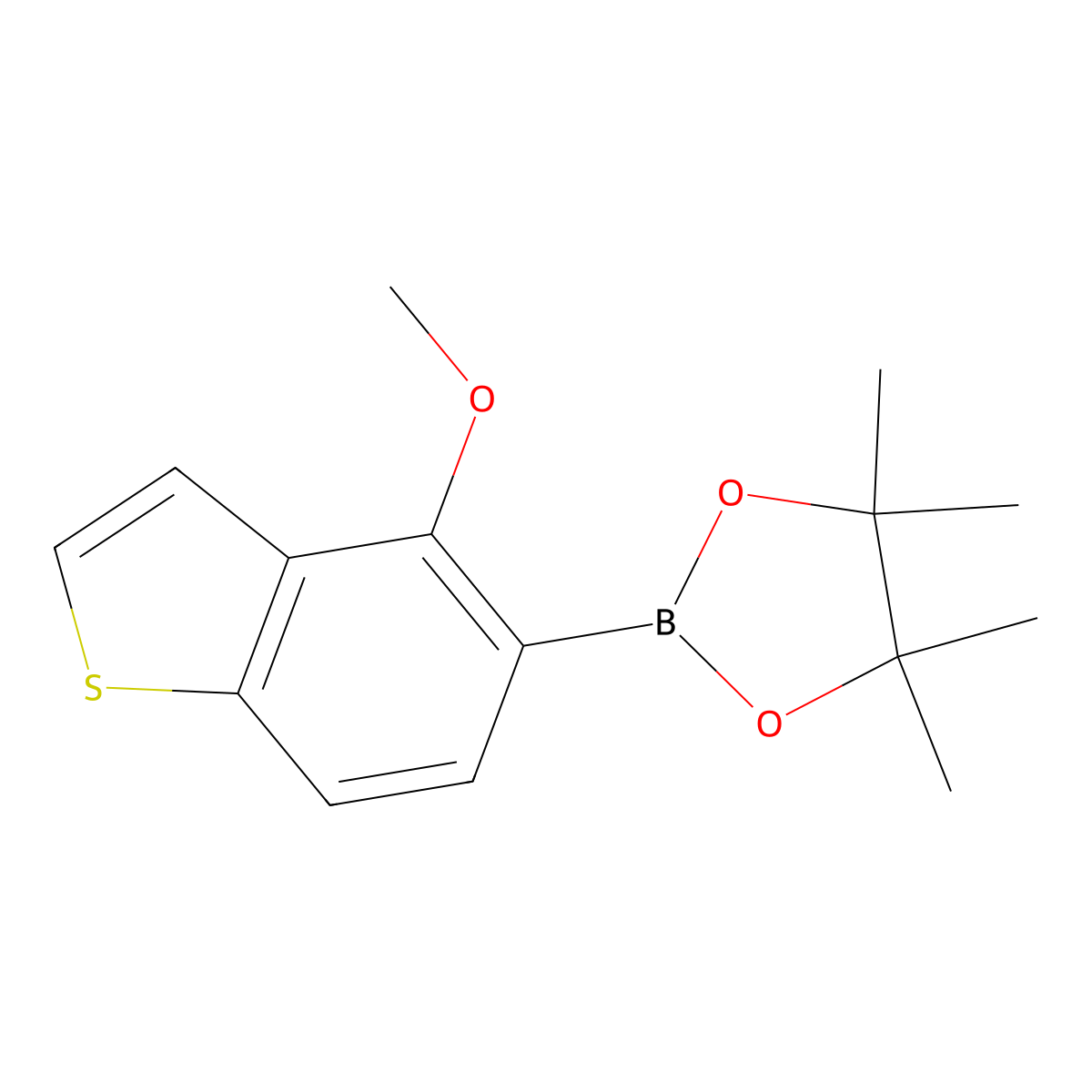 2-(4-Methoxy-1-benzothiophen-5-yl)-4,4,5,5-tetramethyl-1,3,2-dioxaborolane molecular structure, CAS 2815327-64-9