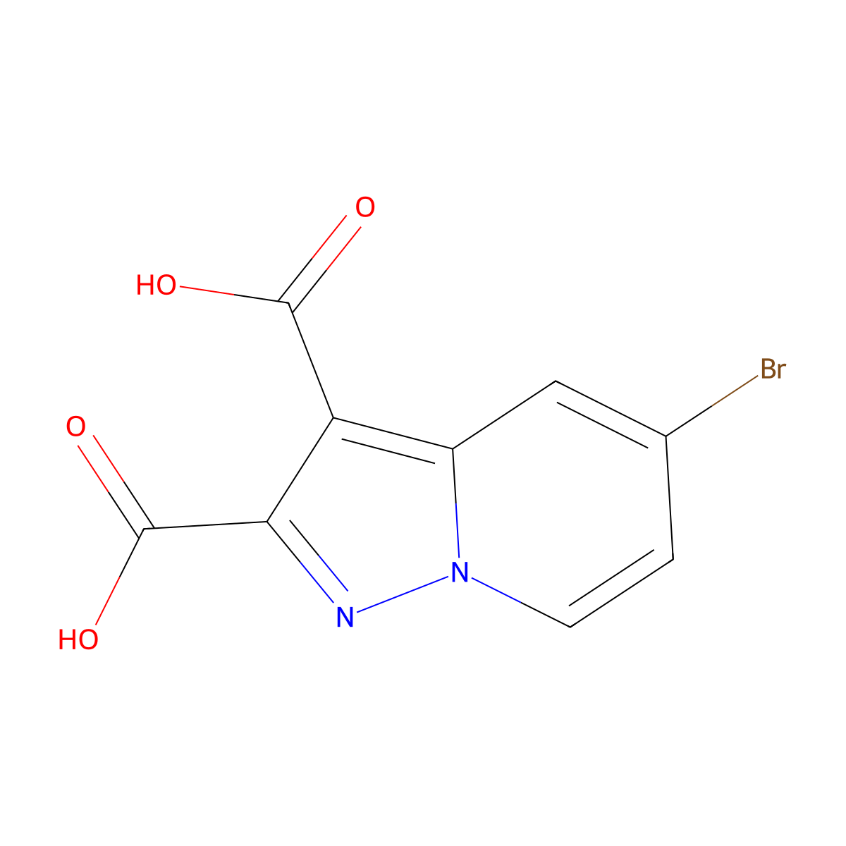 5-Bromopyrazolo[1,5-a]pyridine-2,3-dicarboxylic acid molecular structure, CAS 2815498-71-4