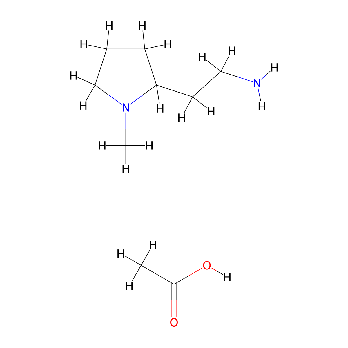 2-(1-Methylpyrrolidin-2-yl)ethan-1-amine acetate molecular structure, CAS 2815574-04-8