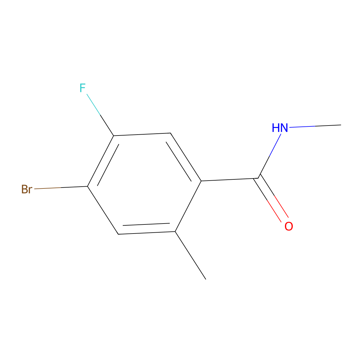 4-Bromo-5-fluoro-N,2-dimethylbenzamide molecular structure, CAS 2815694-16-5